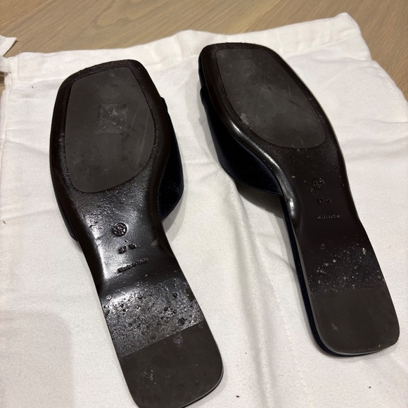 The Row "Milla" Satin Slides in Navy, Size 37.5 - Picture 4 of 4